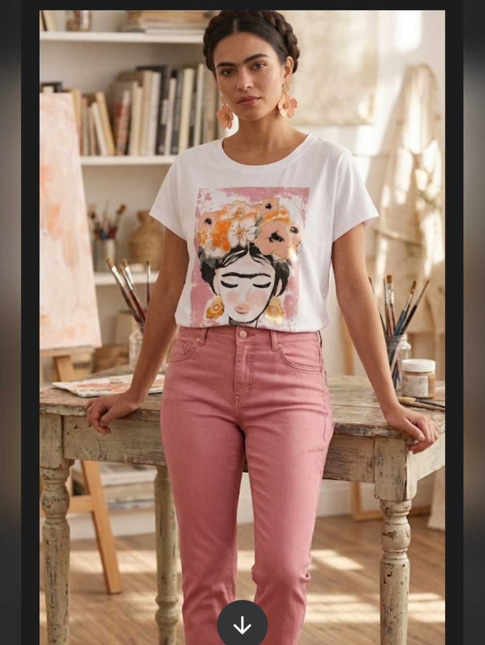 Made In Italy 95% Cotton Frida Print Tshirt